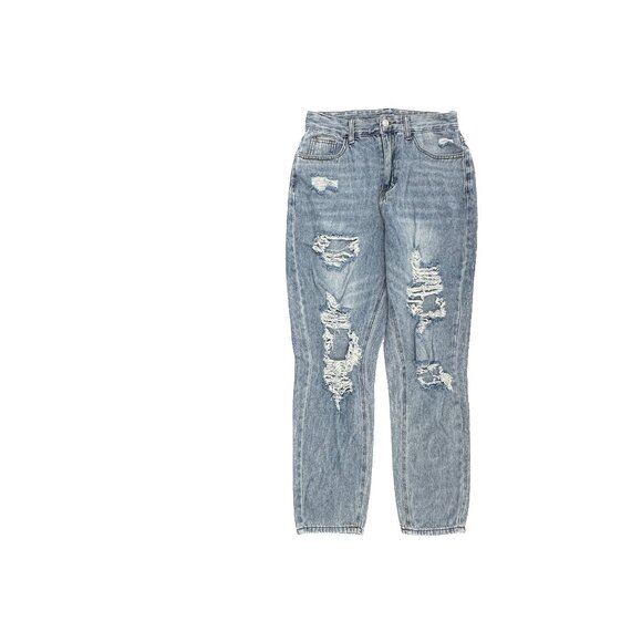 Shein Straight Distressed Women's size 8 Medium Wash Blue Denim Jeans - Picture 1 of 3